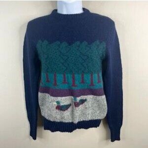 Vintage Skyr Cottagecore Mallard Duck Sweater XSmall Countryside Forest Wool